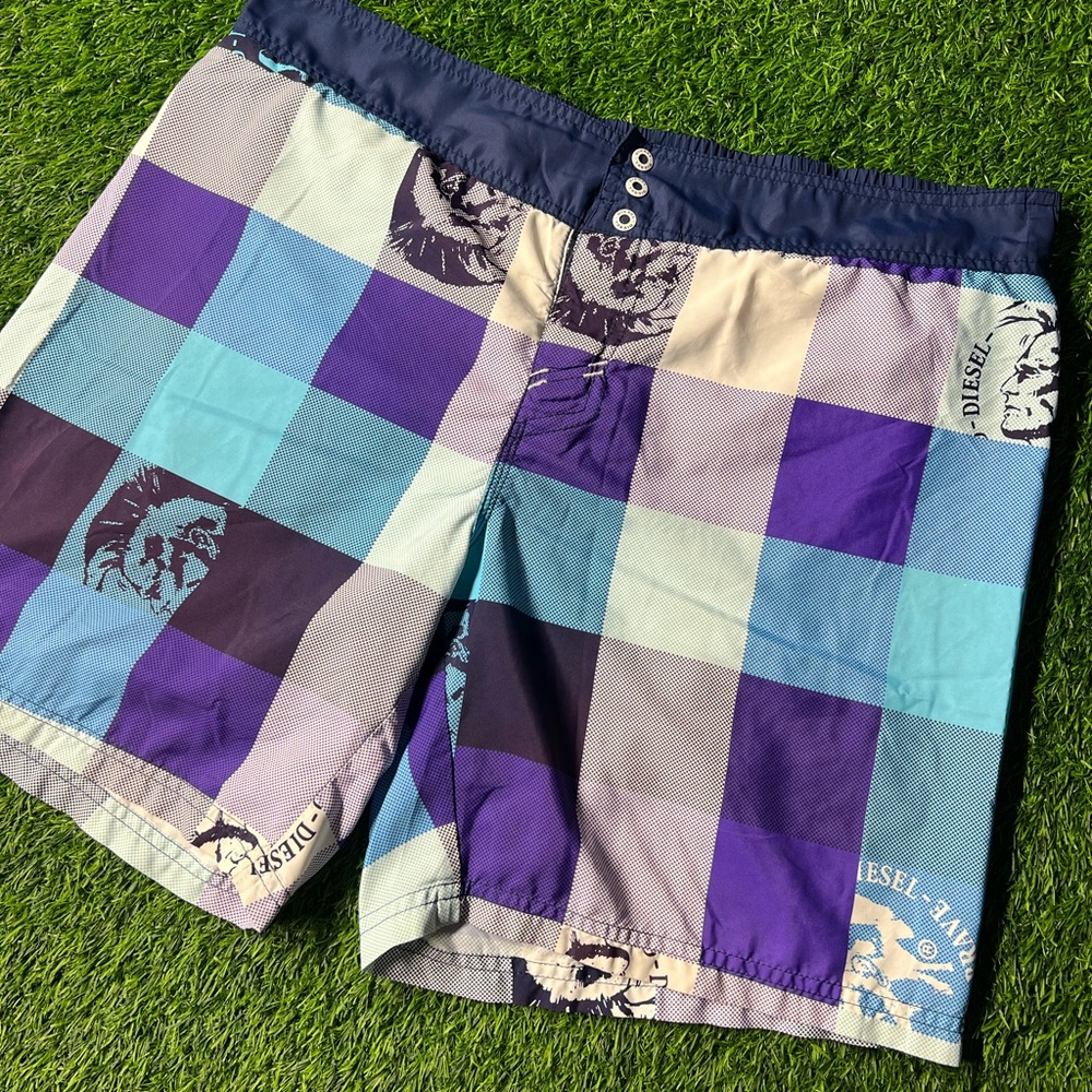 Vintage 00s Diesel Purple and Blue Swim Trunks